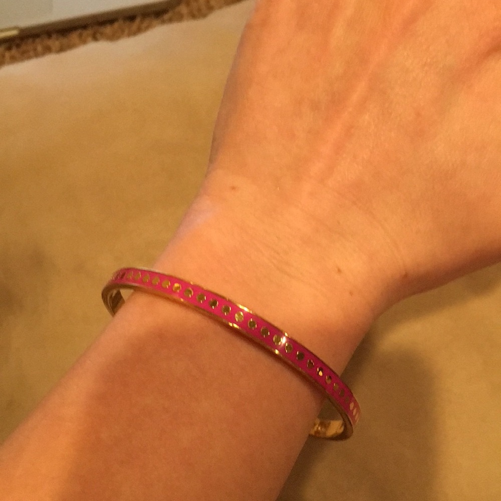Kate Spade pink and gold polka dot bangle